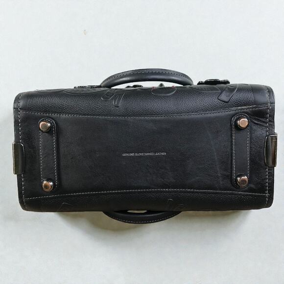 COACH Swagger 27 Tea Rose Tooling Leather Bag Black Rare Unique Clasic Old Money - Picture 7 of 14